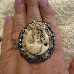 Artistic Silver and Cream Women's Ring